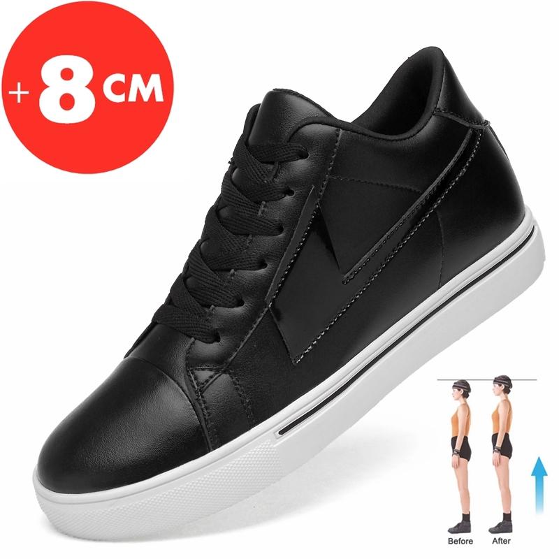 Fashion Genuine Leather Sneakers Men Elevator Shoes Casual Heightening Shoes Men Increase Shoes Height Increase Insole 8CM Lift Sports