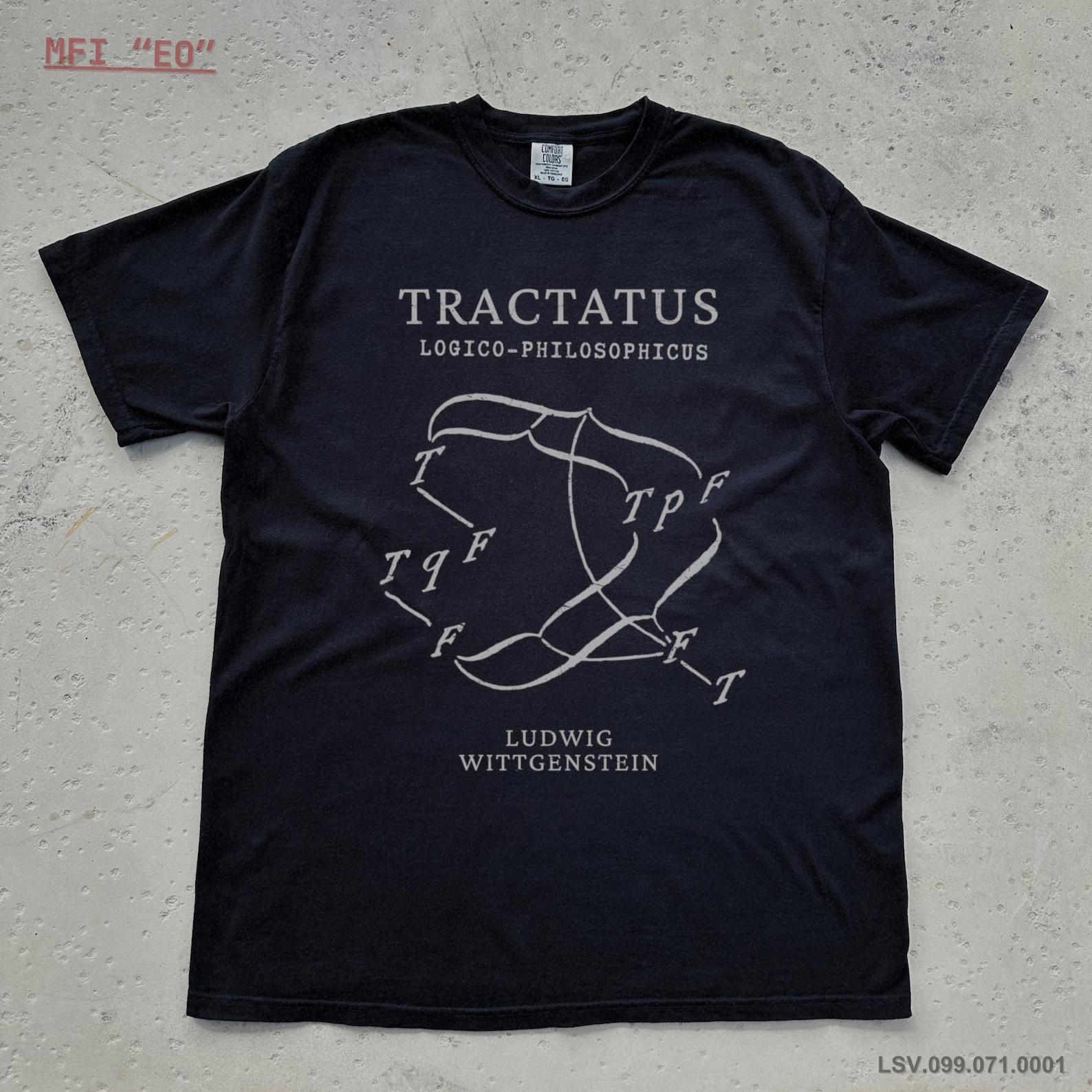 Wittgenstein Shirt | Tractatus Logico-Philosophicus, Vintage Analytic Philosophy Truth Table Diagram, Logic, Science, Language, Mathematics 4XL