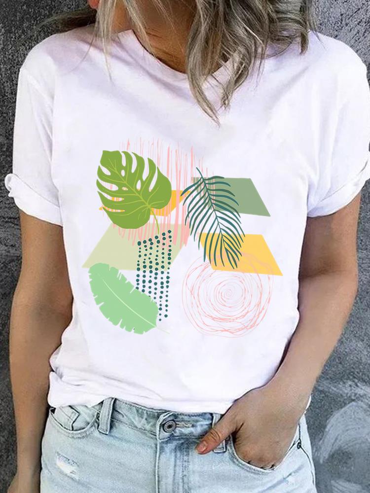 (Asian Size) Lovely Flower Style Casual Short Sleeve T Tee Top Clothing Shirt Women Printed Lady Fashion Female Graphic T-shirts