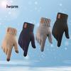 iwarm love warm camel wool men's winter wool gloves piled thickened knitted touch screen gloves