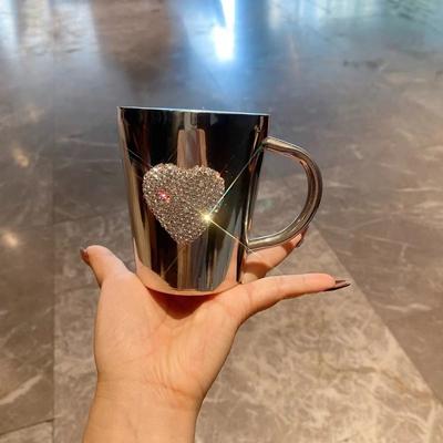 High-value Stainless Steel Light Luxury Diamond-inlay Love Water Cup Home Office Drinking Cup