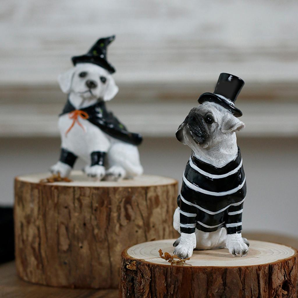 Cute Witch Pirate Pet Dog Resin Ornaments Home Holiday Gifts