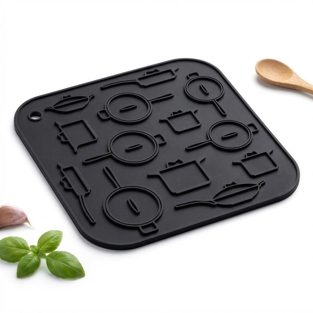 ANTI-SLIP SILICONE PROTECTIVE PAD FOR HOT POT, BLACK 17cm