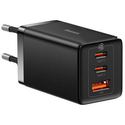 Chargeur USB GaN rapide 2x USB-C câble USB-C 65W noir