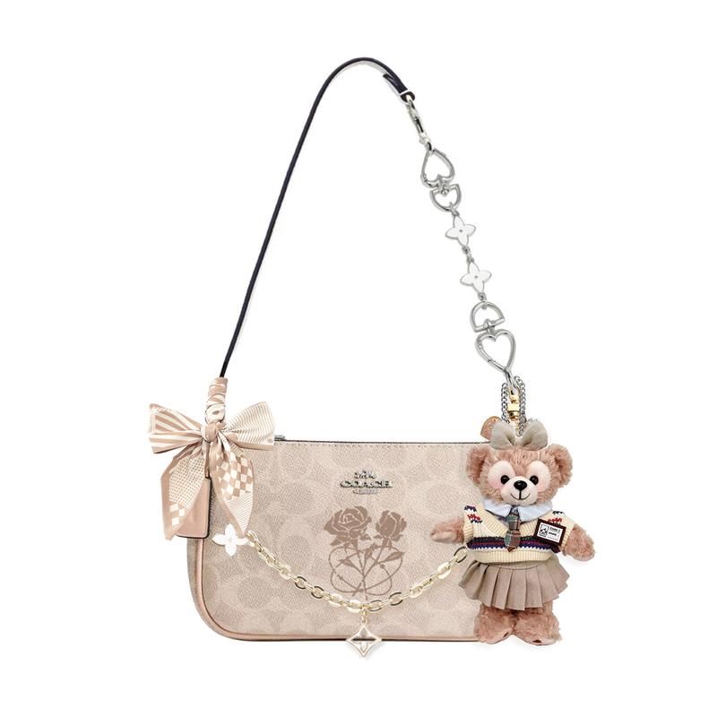 

COACH shoulder bag [Customized bag] Nolita 19 micro-label logo zipper closure, extension chain, printing, scarf Poems Hidden in Clouds Basic Model коричневий