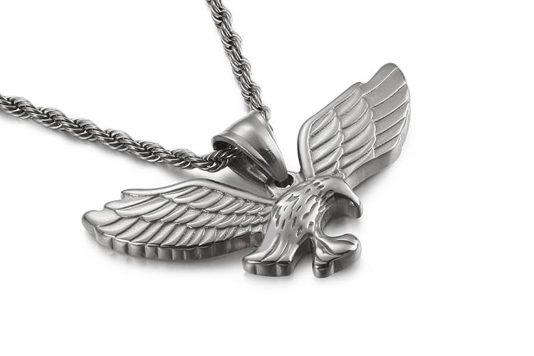 

Kalen Fashion Stainless Steel Eagle Pendant Necklace for Men with Wing Link Chain Choker Design - Trendy Animal Themed Jewelry 45cm серебряный
