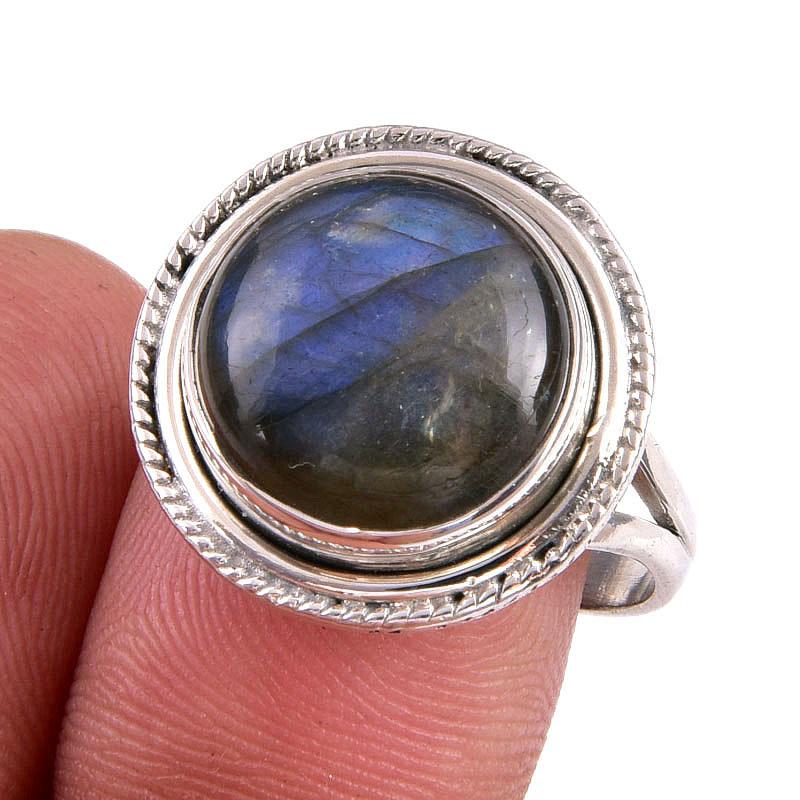 

Natural Labradorite Gemstone 925 Solid Sterling Silver Jewelry Ring S.8.5 C2P06