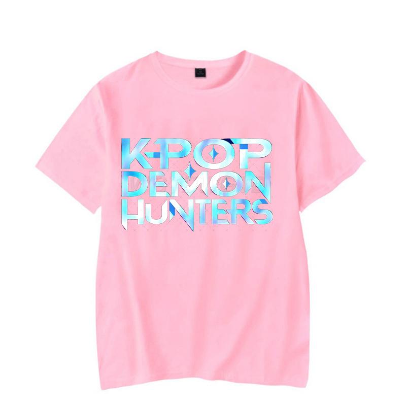 Moda KPop Demon Hunters futbolkalari erkaklar ayollar kulgili logotip vintage ko'cha uslubi qisqa yengli koreys ulzzang anime klassik toplari