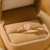 Heart Shape Pink Rose Quartz Stone Gold Plated Ring for Women – Romantic Elegant Jewelry Personalized Rings