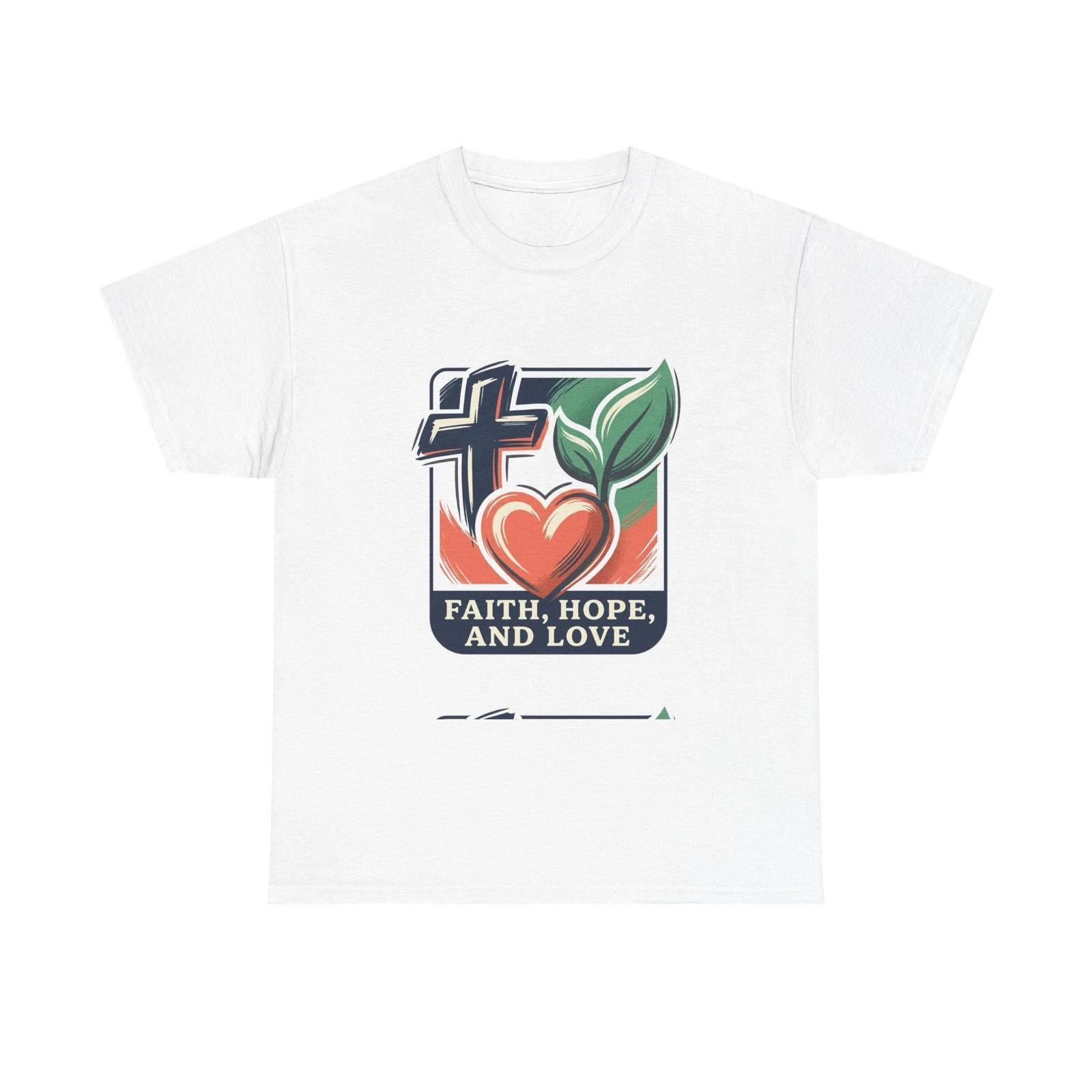 Faith Hope and Love cross heart leaf T-Shirt | Christian faith tee 4XL