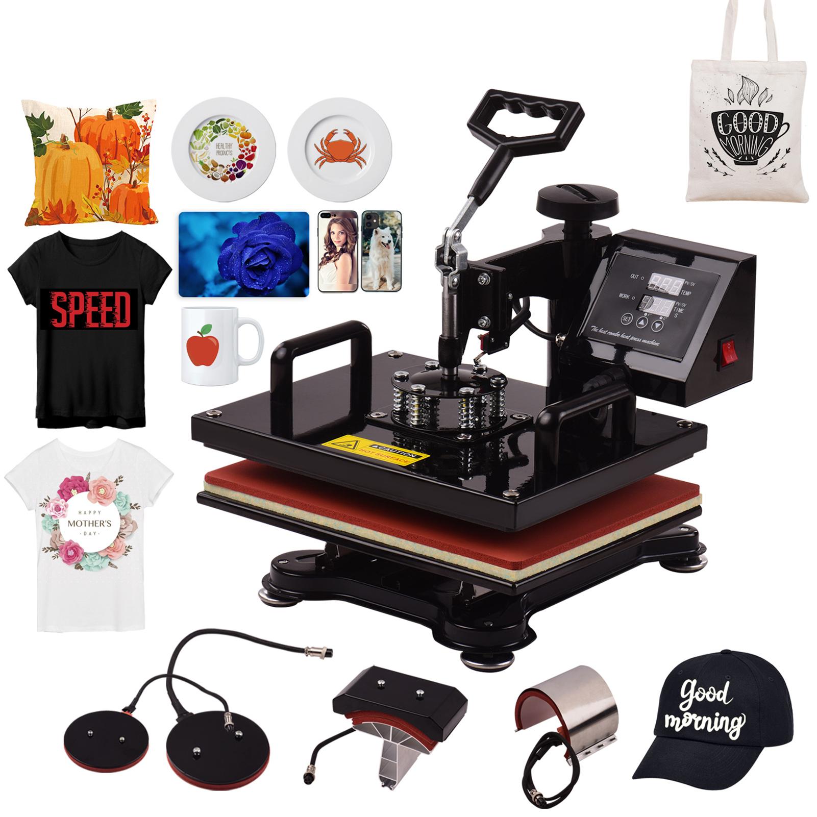 

Aibecy 12 * 15-дюймовый комбинированный термопресс 5 в 1 многофункциональная машина для сублимационной передачи тепла чёрный