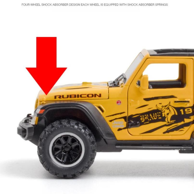 1/32 Scale Jeep Wrangler Rubicon Alloy Model Car Metal Diecast Collection Vehicle Simulation Sound & Light Toy for Kids Christmas Gift