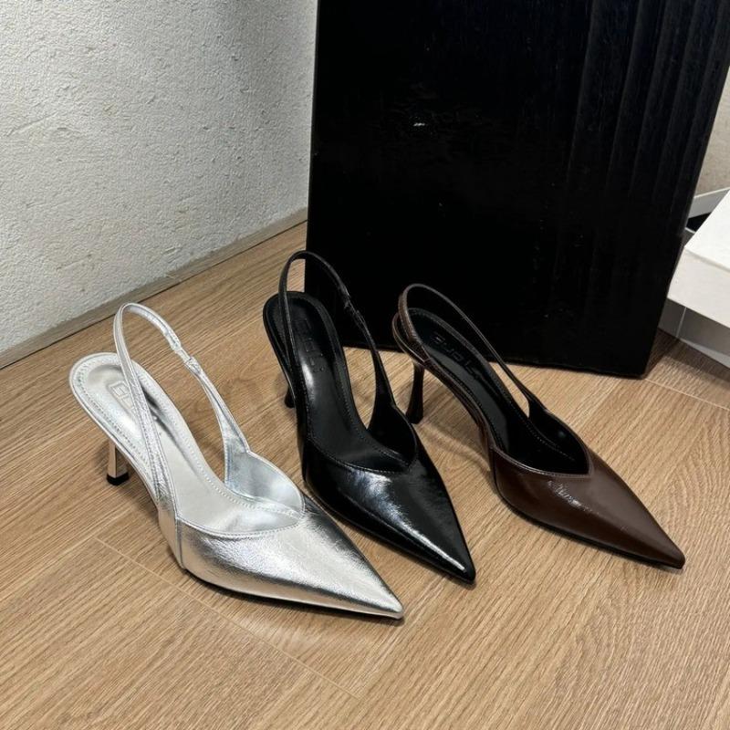 Summer 2025 New Sandal Slingback Pointy Toe Women Pumps Sexy Head Sandals Stiletto Heeled Shoes Party Shoes Fashionable Sandals