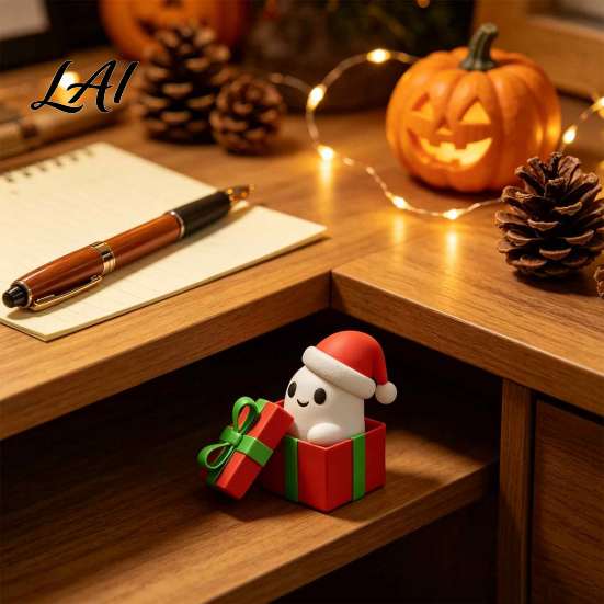Decorative Holiday Figures 3D Printed Christmas Gift Box Ghost Figurine Ornaments Cute Cartoon Creative Gifts Halloween Pumpkin Desktop Decoration