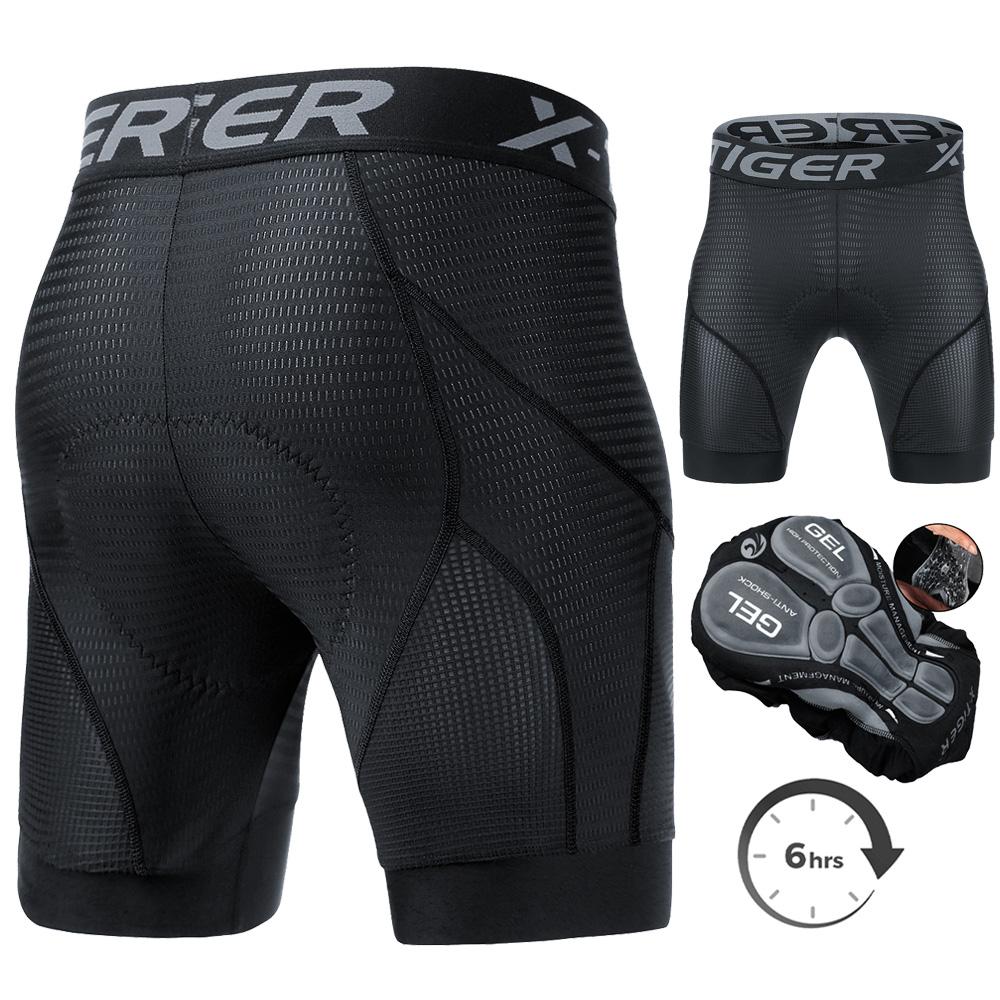 Pantalones Cortos de Ropa Interior para Ciclismo para Hombre X-TIGER con Acolchado 5D, Deportivos para Montar en Bicicleta, Bicicleta, MTB, Forro con Pinzas Antideslizantes en las Piernas