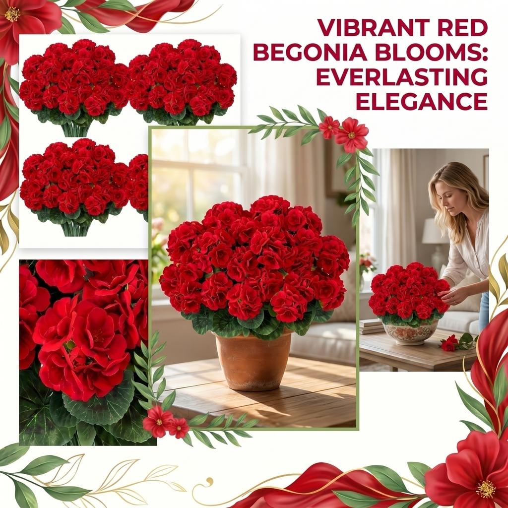 Artificial Begonia Flower Fake Flower For Home Living Room Decoration