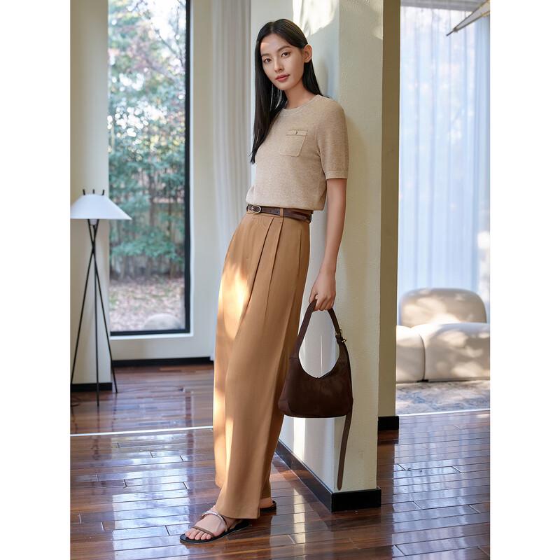 Jiu Zi Anna Kou Elegant Retro Commuter Short Sleeve Knit Top