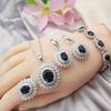 Fashion Jewelry Sunflower Zircon Necklace Earrings Ring Bracelet Set of Three.
