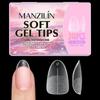 240Pcs Short Almond Soft Gel X Nail Tips Full Cover Coffin Stiletto Frosted Matte Fake Nails Press On Nails Diy Salon Manicure