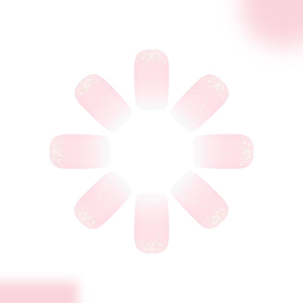 24Pcs Square Press on Nail Glossy Design French Fake Nail Acrylic False Nail,Artificial Nail Glues on Nail for Womens