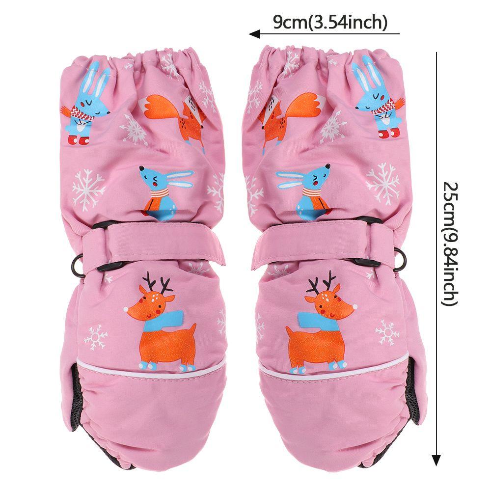 Winter 2-6 Years Old Print Cartoon Waterproof Deer Rabbit Long-sleeved Mittens Thick Warm Children Ski Gloves Windproof