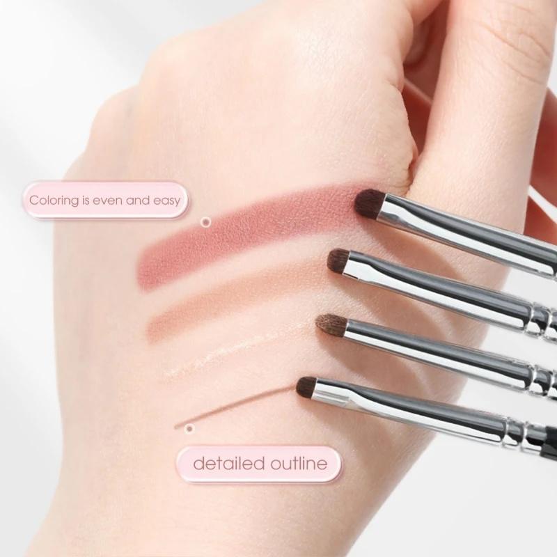 4 Stück Feine Lidschattenpinsel Verwischen Präzision Eyeliner Verwischen Make-up Pinsel Augenlid Highlighter Liegender Seidenwurm Make-up Pinsel Werkzeuge