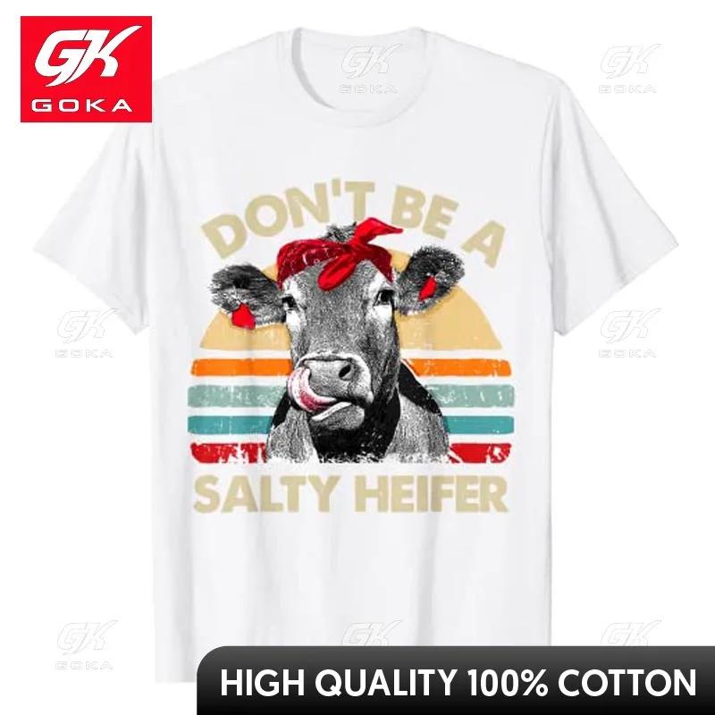 Dont Be A Salty Heifer TShirt Pun Cows Lover Vintage Farm Tee Gifts Funny Farmers Ranchers Graphic Outfits Short Sleeve Tops S