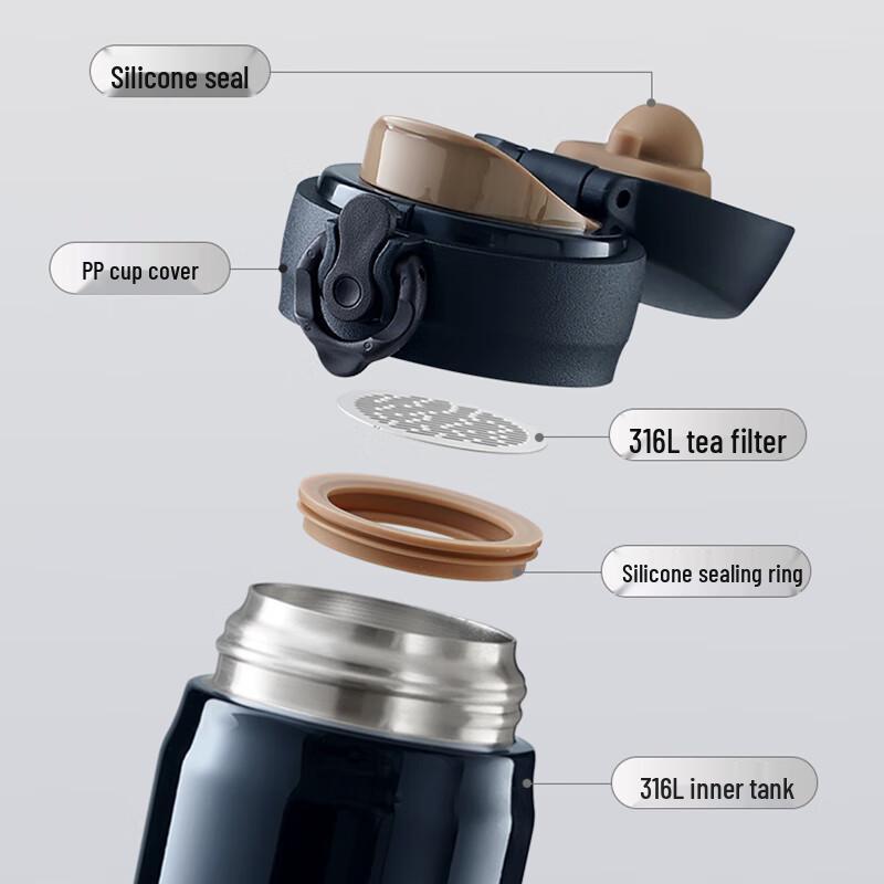 SUPOR 316L Stainless Steel Pop-up Lid Insulated Bottle 500ml