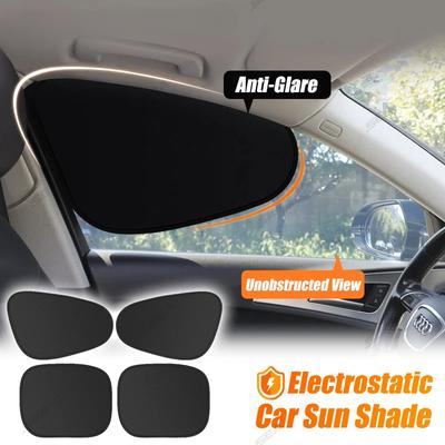 2pcs Electrostatic Sun Visor for Car Side Window 4-Layer Sun Shade Curtains Anti-Glare UV-Blocker Auto Sun Protection Cover