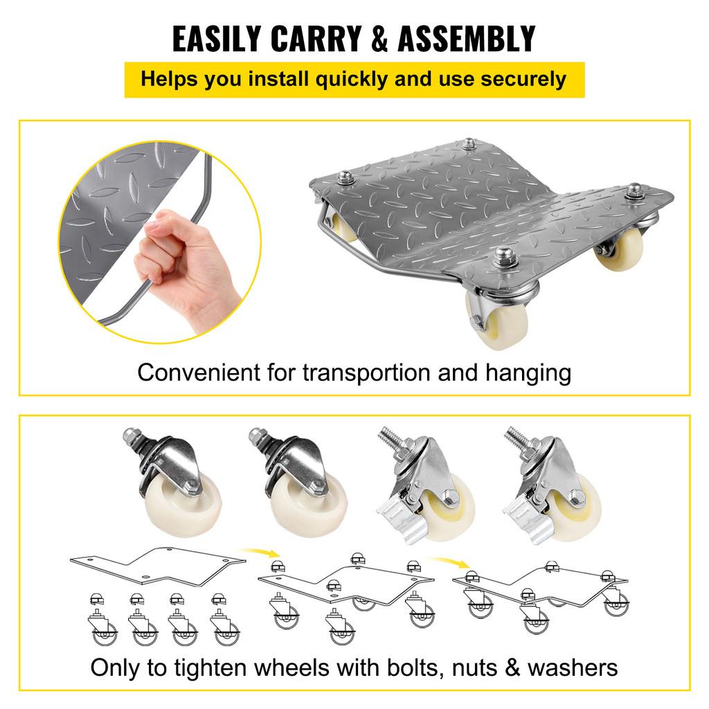 2 Pcs Car Tire Wheel Trolley Dollies 1100 Lbs Weight Capacity Parking Assistant Vehicle Moving Tire Skateboard