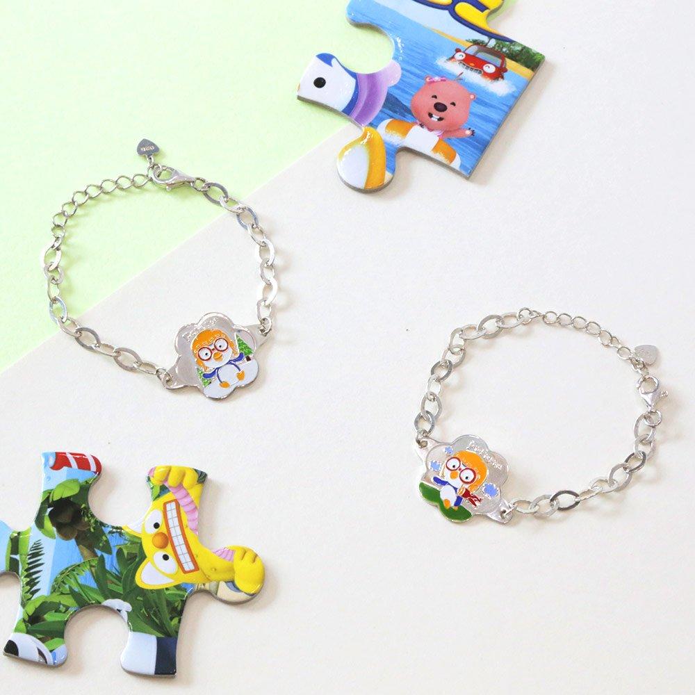 Pororo Children's Jewelry Engraved Lost Child Prevention Outing Silver Bracelet Necklace Collection