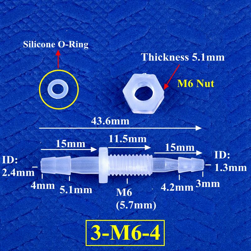 

3~12мм Проходной фитинг PP Пагода Прямой соединитель с резьбовой гайкой M6-16 и уплотнительным кольцом Садовое орошение Аквариумный бак Соединитель шланга для воздушного насоса 3-M6-4 (10 Pieces)
