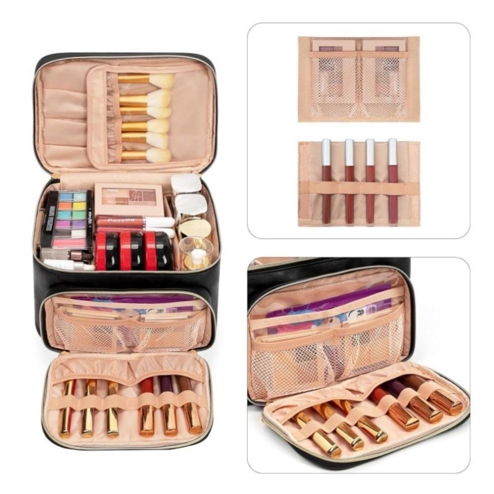 New Waterproof Makeup Bag Portable Large Size Cosmetic Travel Bag Brush Compartment Makeup Bag Organizer Women