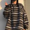 Women Sweater Stripe Vintage Style Slouchy Oversized Fall Sweater for Daily Wear