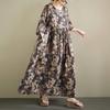 DIMANAF 2026 New Plus Size Spring Summer Beach Vintage Lady Long Dress Women Loose Oversize Maxi Floral Print