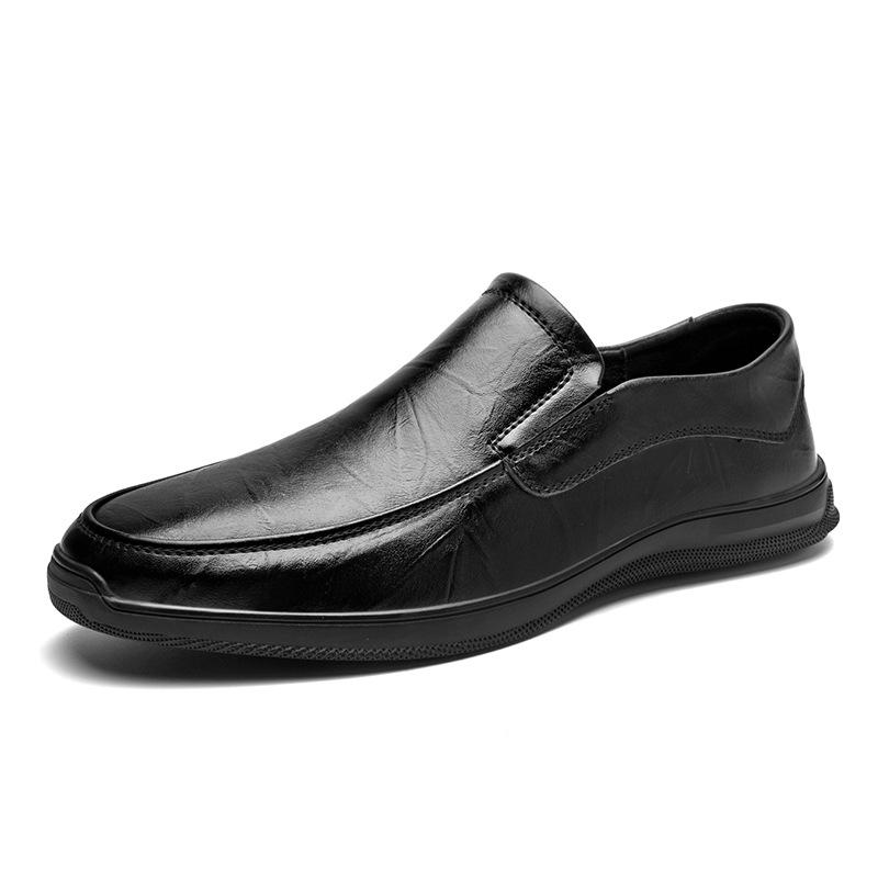 Spring New Men's Business Leather Shoes Men Genuine Leather Doug Shoes Soft Bottom Casual Shoes Work Lazy Slip On