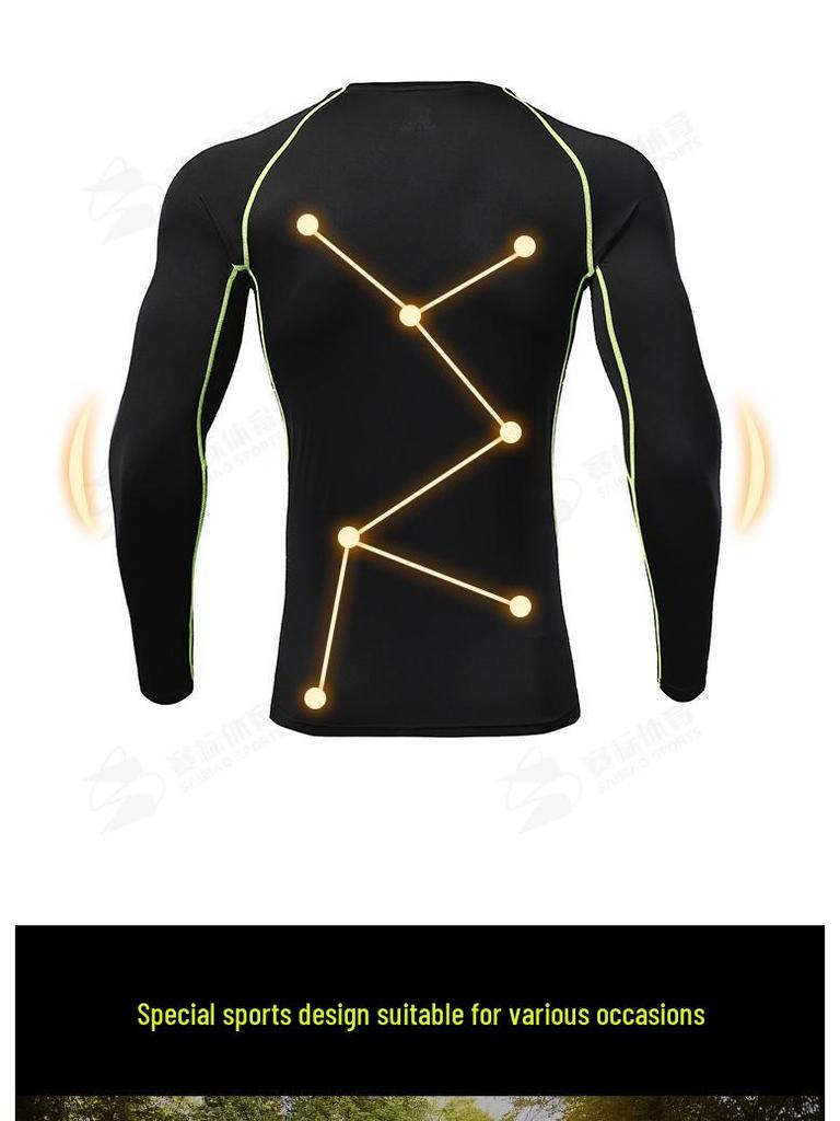 Men's Quick-Drying Elastic Compression Long Sleeve Fleece-Lined Fitness Suit