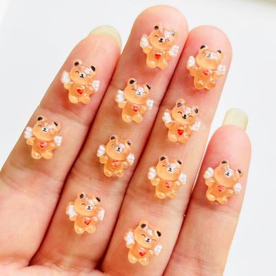55 Pieces Of Mini Cute Brown Teddy Bear Flat Back Resin Handmade Diy Nail Decoration Accessories A153