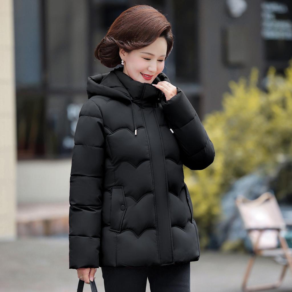 Senior mother medium and long down jacket women's new fashion hooded middle-aged women's jacket middle-aged and elderly winter clothing