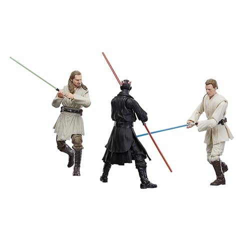 Star Wars Black Series Qui-Gon Jinn, Darth Maul, and Obi-Wan Kenobi Star Wars: The Phantom Menace 6-inch Action Figures