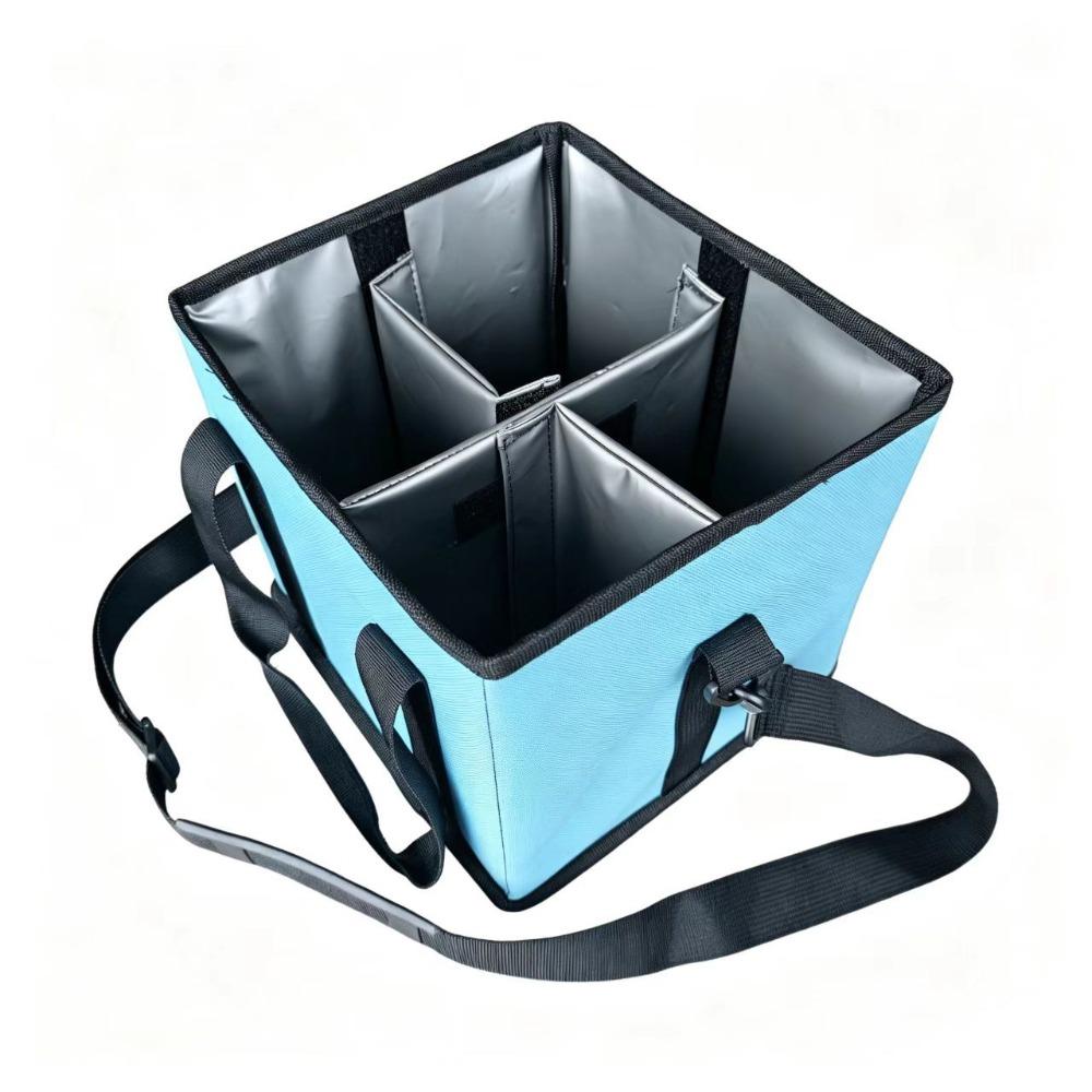 

Large Capacity Car Drink Carrier Bag 4 Compartment Auto Beverage Organizer Outdoor Hiking синий