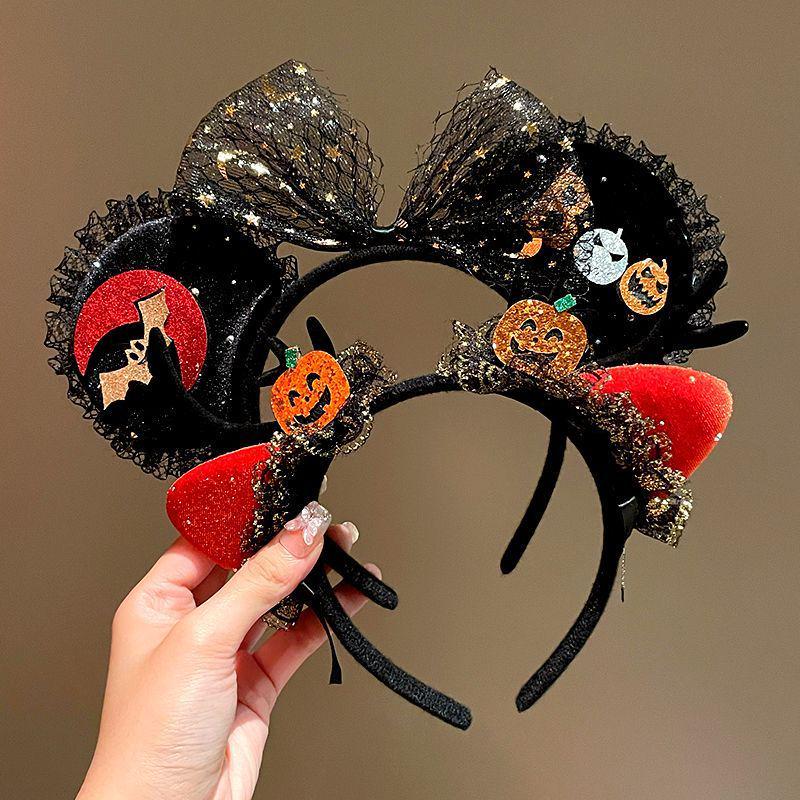 Halloween Witch Headband: Ghost Festival Dark Party Decoration with Skull, Pumpkin, and Funny Lace Bow Antlers Hair Accessories
