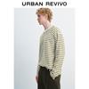 Men's Retro Color Block Striped Texture Long Sleeve T-Shirt
