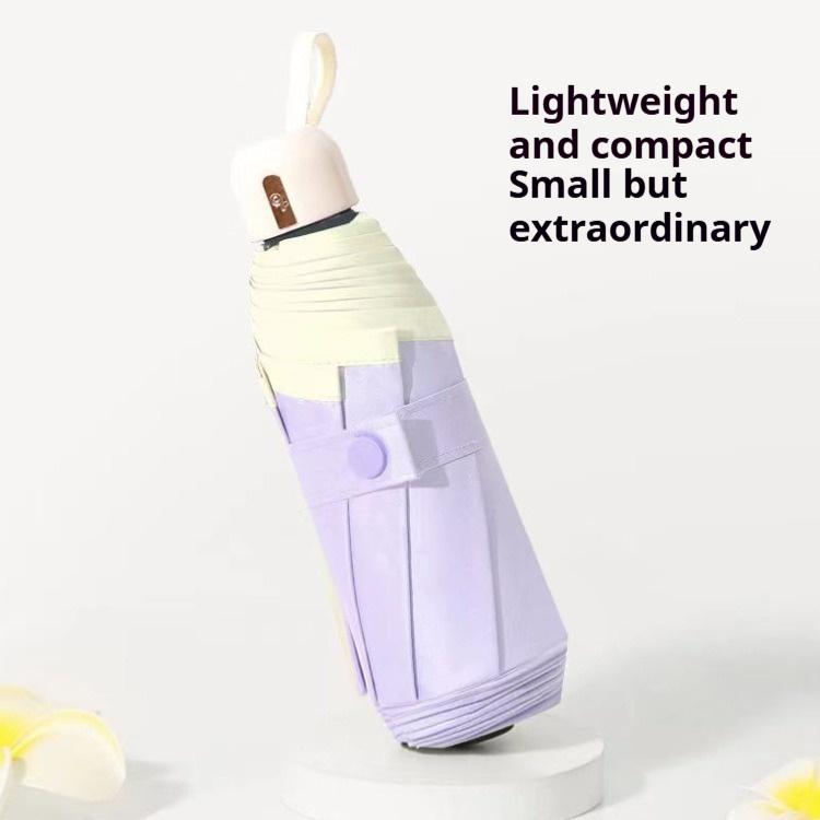 2026 Colorful Portable Sunshade Umbrella Five Fold Capsule Design Rubber Coated Compact Travel Umbrella