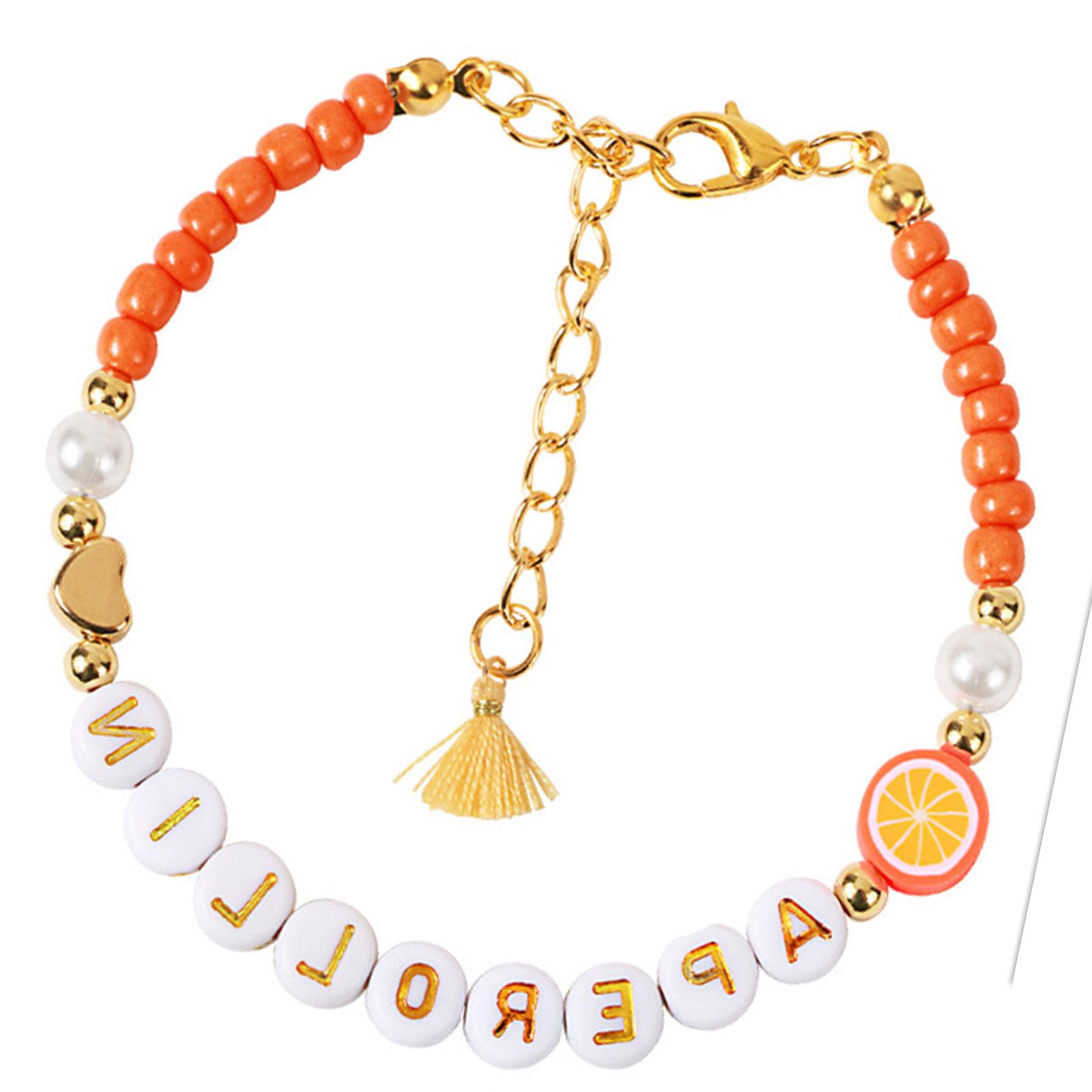 

Festive Letter Bead Bracelet With Customizable Card Summer Mottos Jewelry Adjustable Wristband Gift