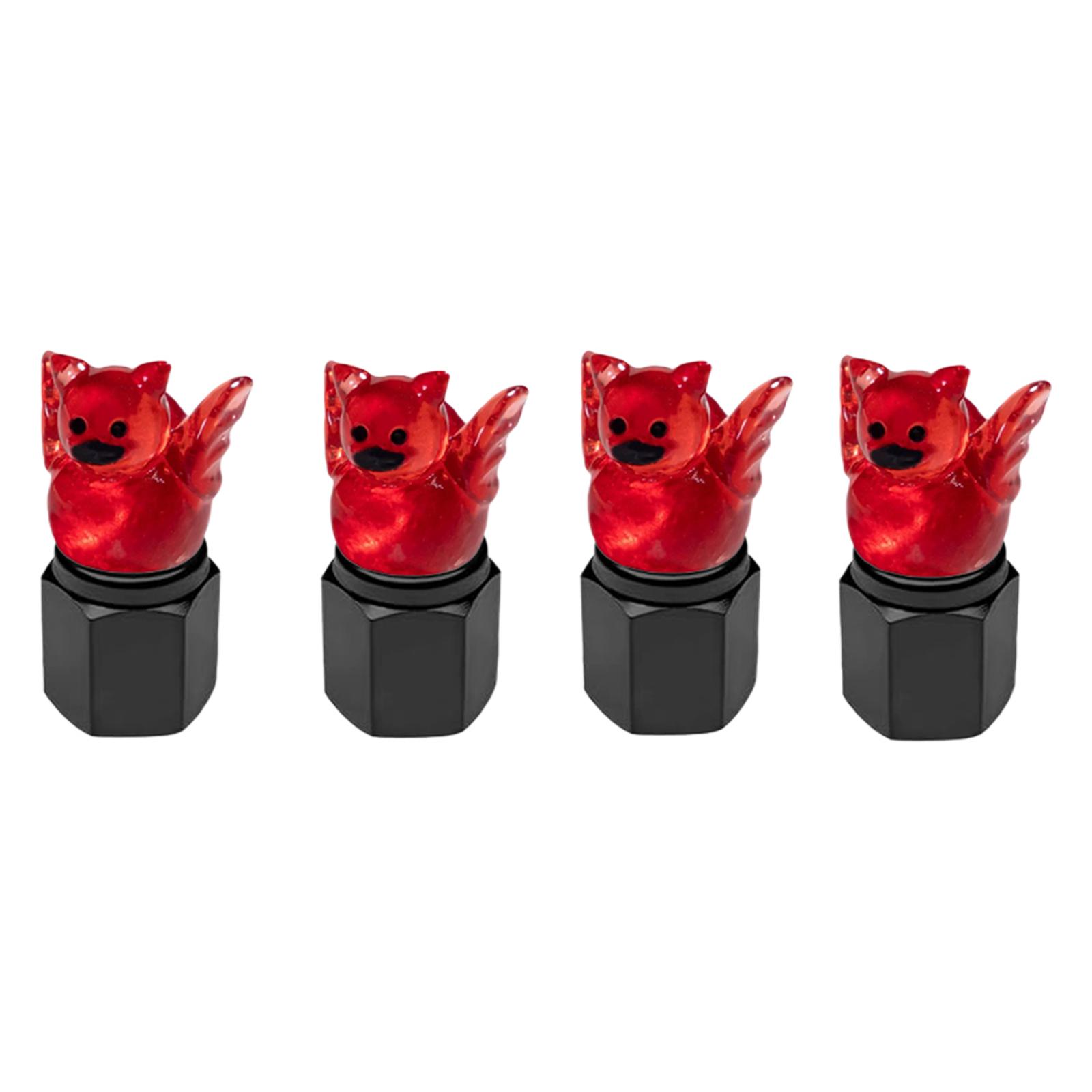 

4Pcs Cute Duck Glow in The Dark Tire Valve Caps Auto Tire Valve Stem Caps for Cars Motorcycles and Bicycles червоний колір чорний