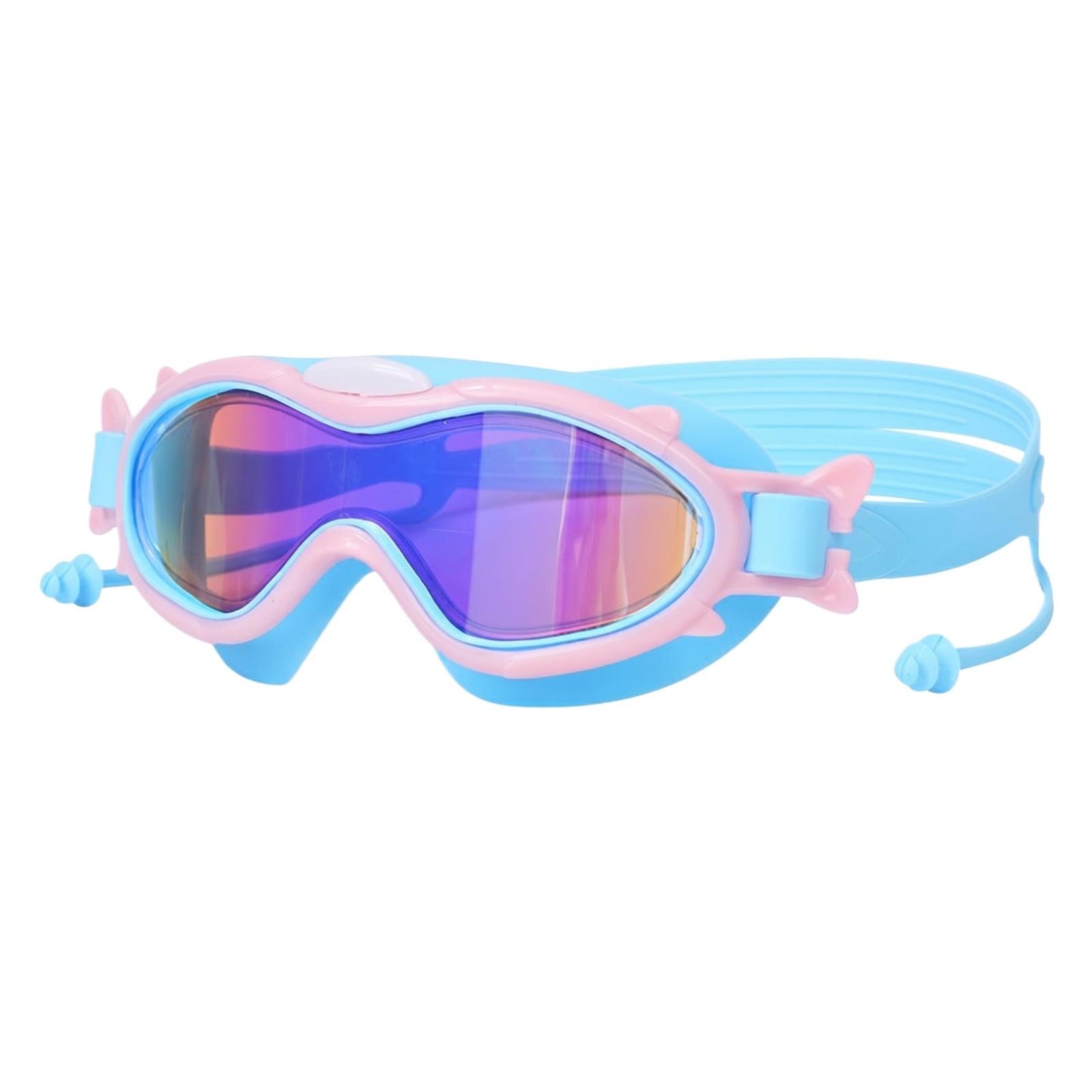 

Kids Swimming Goggles Waterproof Anti-Fog Large Frame Swim Glasses Adjustable Strap Comfortable Fit Durable Lens for Children One Size синий