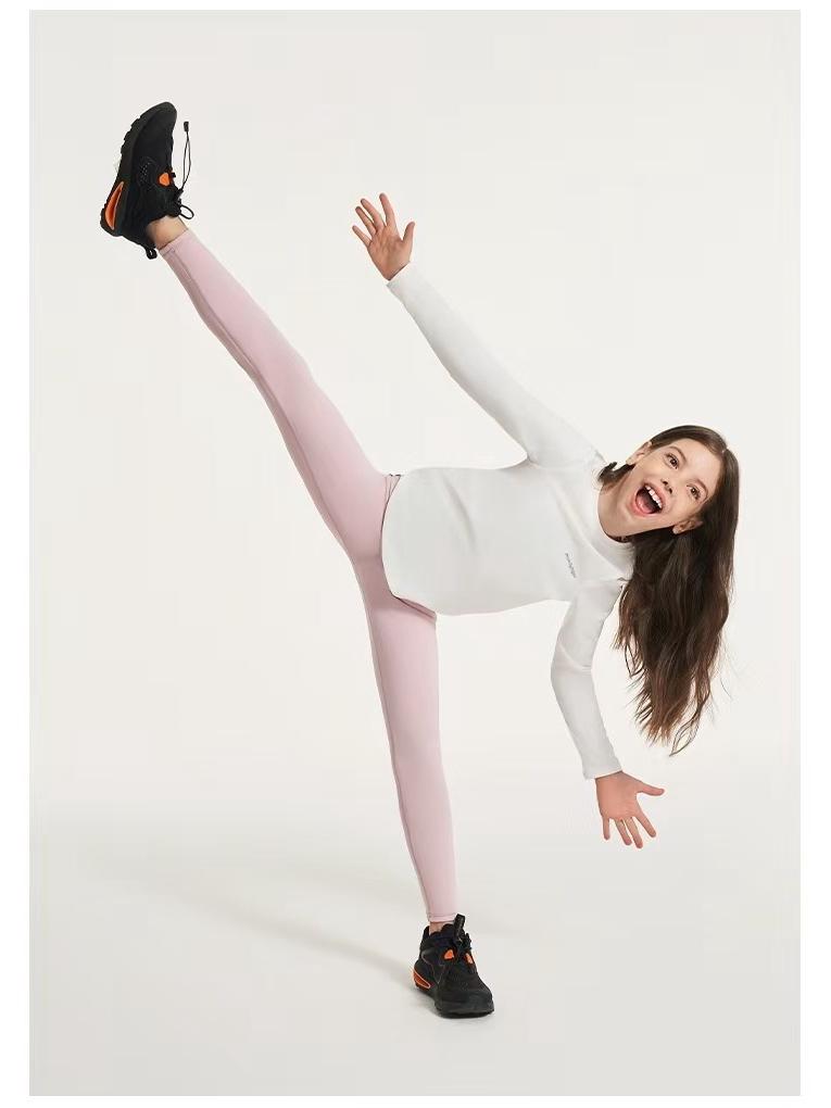 Girls' High-Waist Quick-Dry Yoga Leggings - Autumn/Winter Breathable Elastic Sports Pants