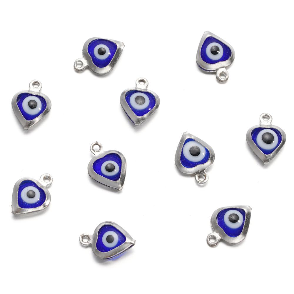 10pcs/lot Evil Eye Gold/Silver Color Tone Charms Connectors Beads For DIY Bracelet Bangle Pendant Jewelry Accessories