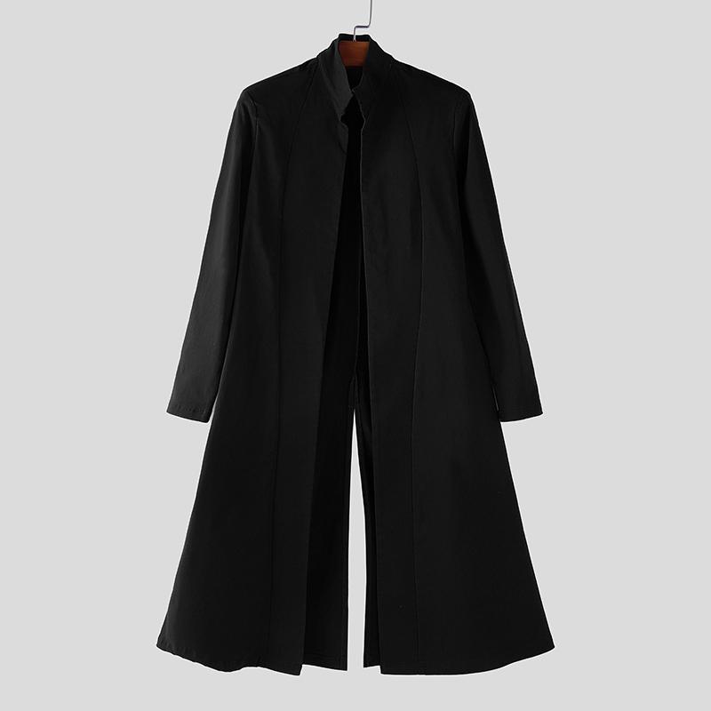 

INCERUN Мужские кардиганы с длинным рукавом и воротником-стойкой с открытой передней частью 5XL